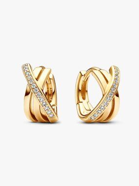 Pandora Crossover Pav�� Hoop Earrings